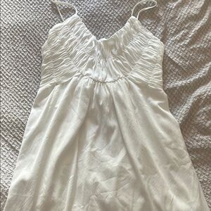 Chelsea28 White Chemise with Lace Trim and Ruffled Neckline